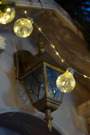 New Year and Christmas decoration at home. Close-up of decorative elements.の写真素材