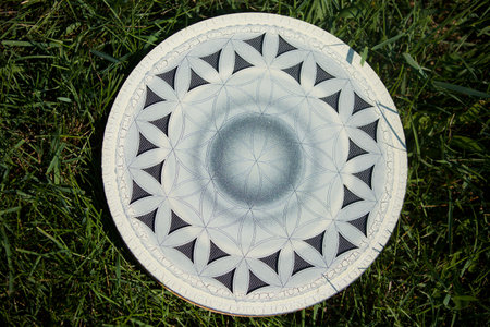 A musical instrument for playing religious music in shamanistic or Buddhist temples. Shaman tambourine to extract sounds.の写真素材