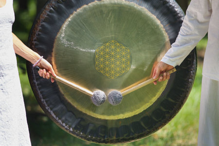 A musical instrument for playing religious music in shamanistic or Buddhist temples.