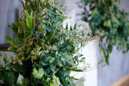 The composition of artificial flowers, imitating a real bouquet. Used for decoration and interior design.の写真素材