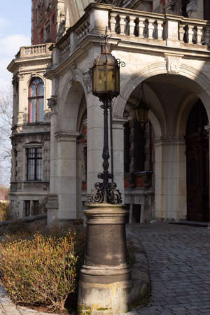 PÅawniowice Poland 08 march 2020 . The palace and park complex in PÅawniowice Parkのeditorial素材