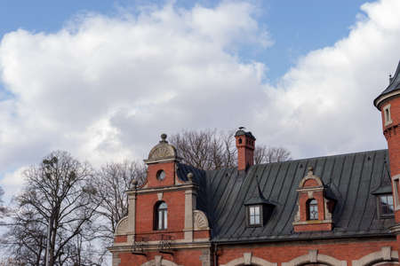 PÅawniowice Poland 08 march 2020 . The palace and park complex in PÅawniowice Parkのeditorial素材