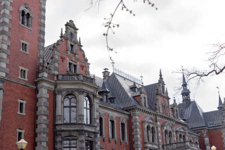 PÅawniowice Poland 08 march 2020 . The palace and park complex in PÅawniowice Parkのeditorial素材