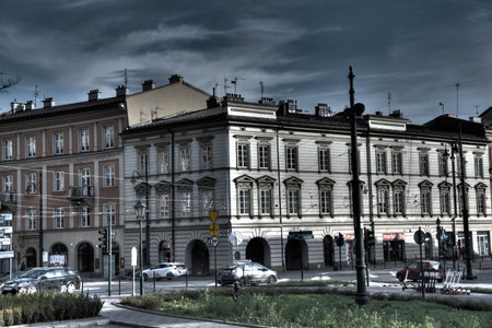 Krakow, Poland November 22, 2020 Krakow city center during the pandemic. Late autumn.のeditorial素材
