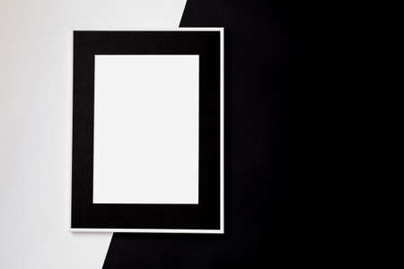 White picture frame with decorations. Mock up for your photo or text. Place your work, print art,...
