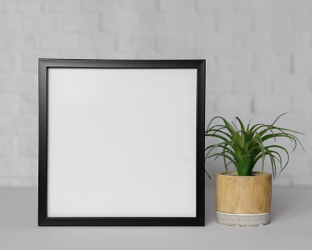 Empty Frame, Modern home decor mock-up, frame mockup in white minimalistic room with copy space for...