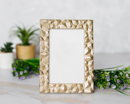 Empty Frame, Modern home decor mock-up, frame mockup in white minimalistic room with copy space for...