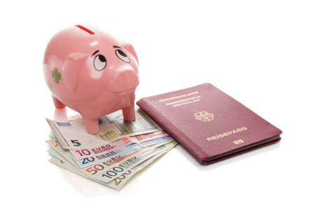 Pink Money Pigg with Euroの写真素材