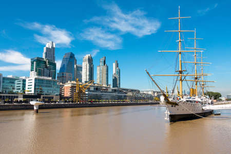Harbor Puerto Madero Buenos Aires Argentine skyline and shipsの写真素材
