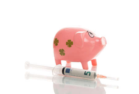 Pink Money Pigg with Euroの写真素材