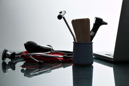 red Blood pressure cuff, close-up isolatedの写真素材