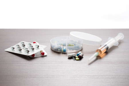 Blister of tablets isolated on a wiht backgroundの写真素材