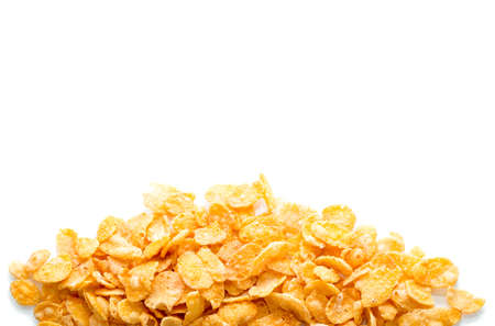 A lot of corn flakes on white groundの写真素材