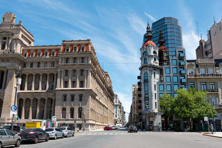 Tribunal, historic and modern building and street in Buenos Aires Argentinaのeditorial素材