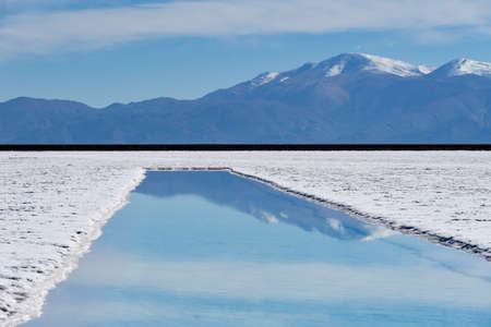 Salinas Grandes, salt desert, salt lake in the Andes, in the province of Salta and Jujuy Argentinaの写真素材