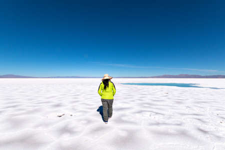 Salinas Grandes, salt desert, salt lake in the Andes, in the province of Salta and Jujuy Argentinaの写真素材