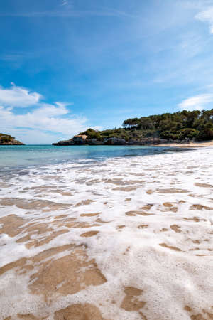 Playa de S'Amarador bathing beach, beach with blue turquoise water, Mallorca Spainの写真素材