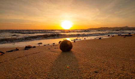 Romantic sunset at Playa de Palma, Mallorca Spainの写真素材