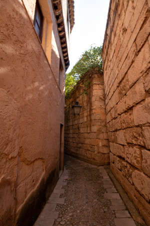 Old buildings, facades and alleys in Palma de Mallorca Spainの写真素材