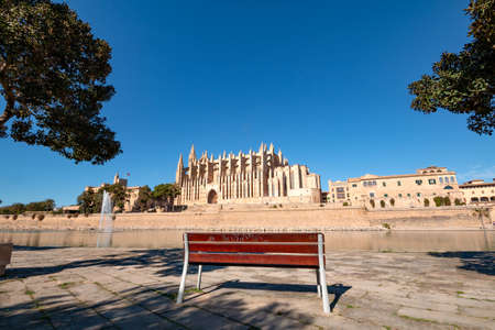 The Cathedral of Saint Mary in the Spanish port city of Palma, the capital of the Balearic island of Mallorca Spainの写真素材