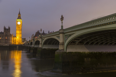The Houses of Parliament and with Big Ben at nightの写真素材