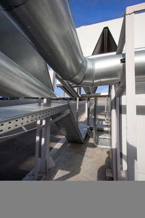 Large pipes of Ventilation and air conditioning system with pipes. Outdoor part of system.