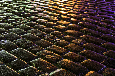 Wet pavement at night as an abstract の写真素材