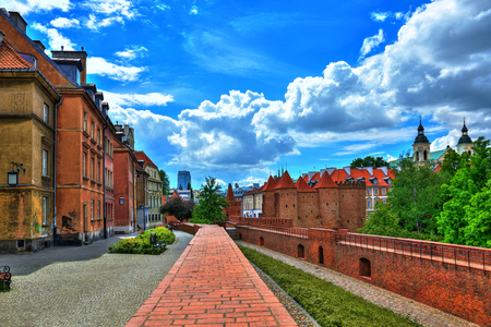 Old Town in Warsaw, the view of the Barbican HDR-high dynamic range の写真素材