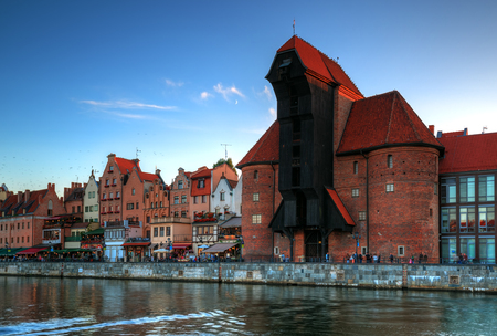 Crane in the old town in Gdansk HDR-high dynamic range の写真素材