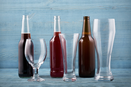 Various types beer and beer glassesの写真素材