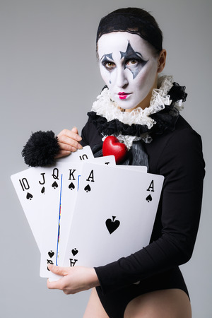 Woman in disguise harlequinの写真素材