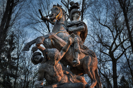 Monument to the Warsaw Polish king Jan III Sobieski. HDR high dynamic rangeのeditorial素材