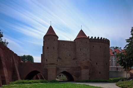 The historic Barbican in the Old Town in Warsaw, long exposure.のeditorial素材