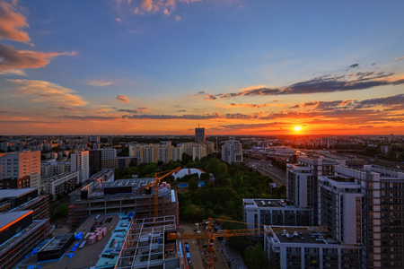 Sunset over Warsaw. HDR - high dynamic rangeの写真素材