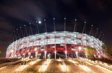 Warsaw, Poland - National Stadium in Warsaw at night. November 23 2015.のeditorial素材