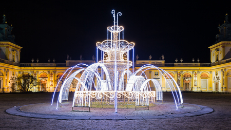 Christmas illuminations in the park in Wilanow, Warsawの写真素材