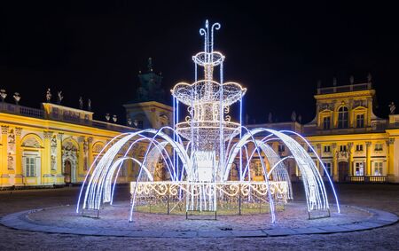 Christmas illuminations in the park in Wilanow, Warsawの写真素材