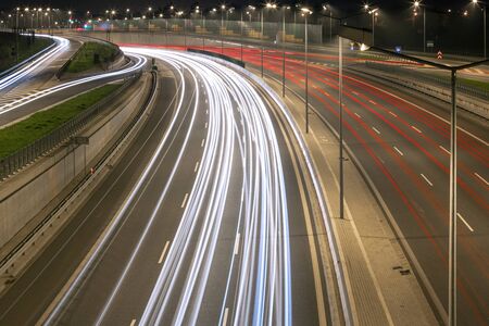 Speed lines on the highway in Warsaw