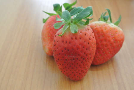 three strawberriesの写真素材