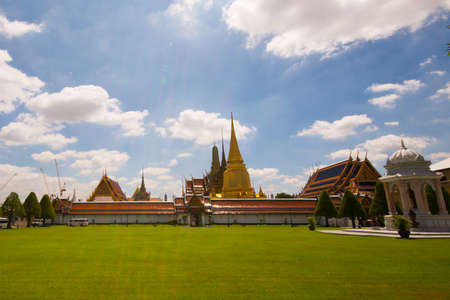 Wat Phra Kaew Temple of the emerald buddha in bangkokの写真素材