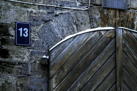 Buildings passage in the Old Town, Miesnieku Street 13. Riga architecture. Old house in the Vecriga,...
