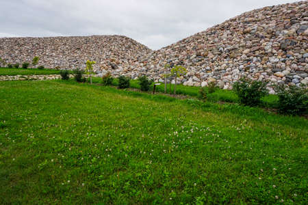 Garden of Destinies is a monumental architectural ensemble on the Daugava Island in Koknese. Scenery of stones in Koknese in the park Garden of Destinies in Latvia. Garden in Koknese.の写真素材