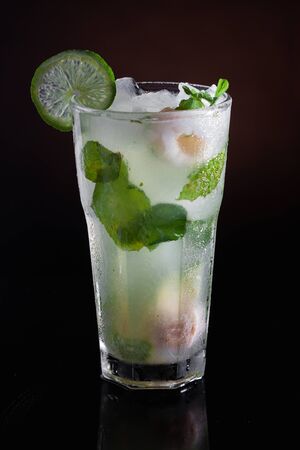 Cocktail based on lichees and mintの写真素材