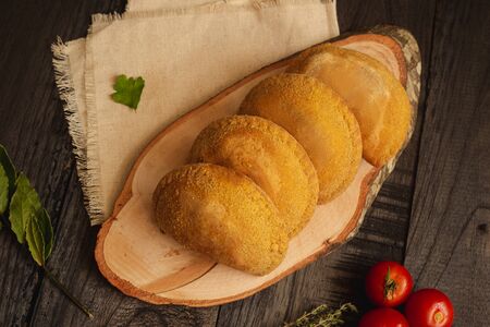 Special vegetarian empanada from Latin America. Street foodの写真素材