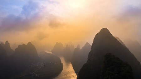 China - East Asia, Guilin, Asia, Yangshuo, Riverの写真素材