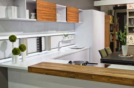 Spacious bright dining room in modern houseの写真素材