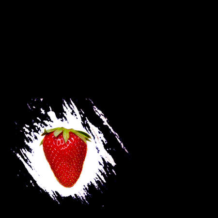 Creatively concept image for a dessert menu blackboard. Fresh strawberryの写真素材