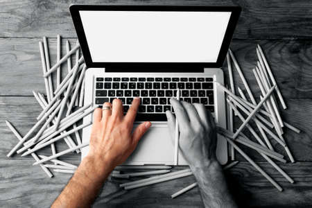 hand of the artist designer for laptopの写真素材