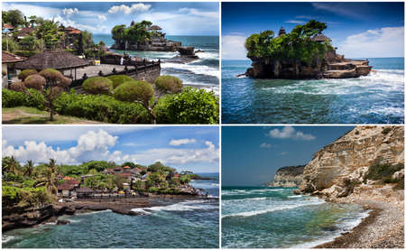 Set. Tanah Lot Temple on the Ocean in Bali Island Indonesiaの写真素材
