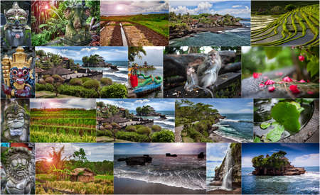 Collage of photos from Bali. Indonesia - travel backgroundの写真素材
